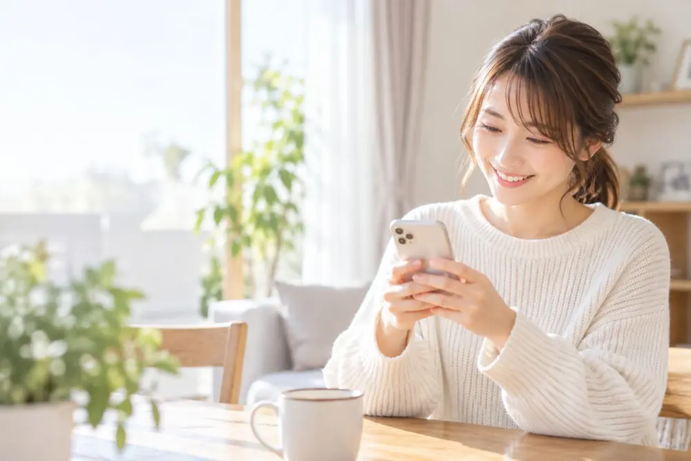 ご自宅でスマートフォンからオンライン見積もりを申し込むお客様